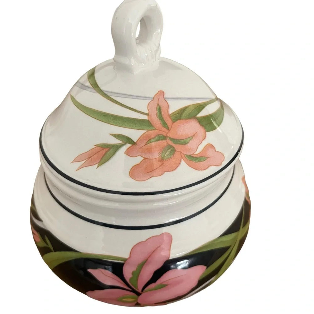 Sango Allure Sugar Bowl W/Lid Pink Flowers Vintage - Picture 10 of 12